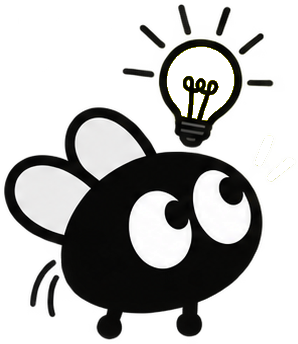 Mascota Fly con foco de ideas